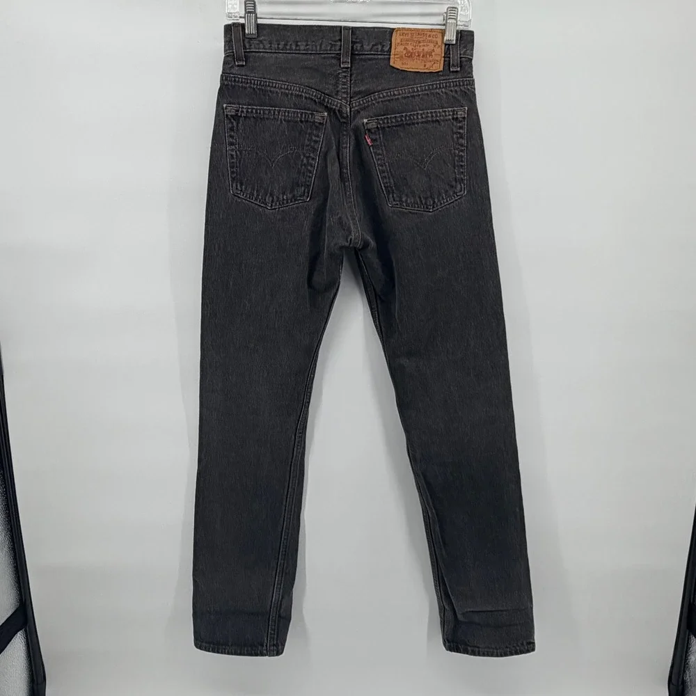 Vtg 80s Levis 501 Jeans‎ Faded Black Made in USA Straight Leg Button Fly W29 L32